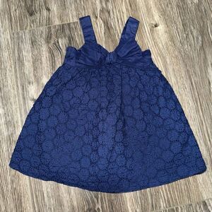 🏈 Cherokee 12m Navy eyelet bow dress